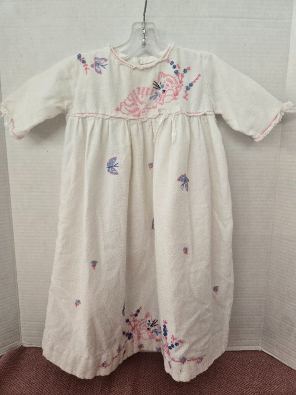 ❤ sweetest flannel baby nightgown embroidery and lace trim